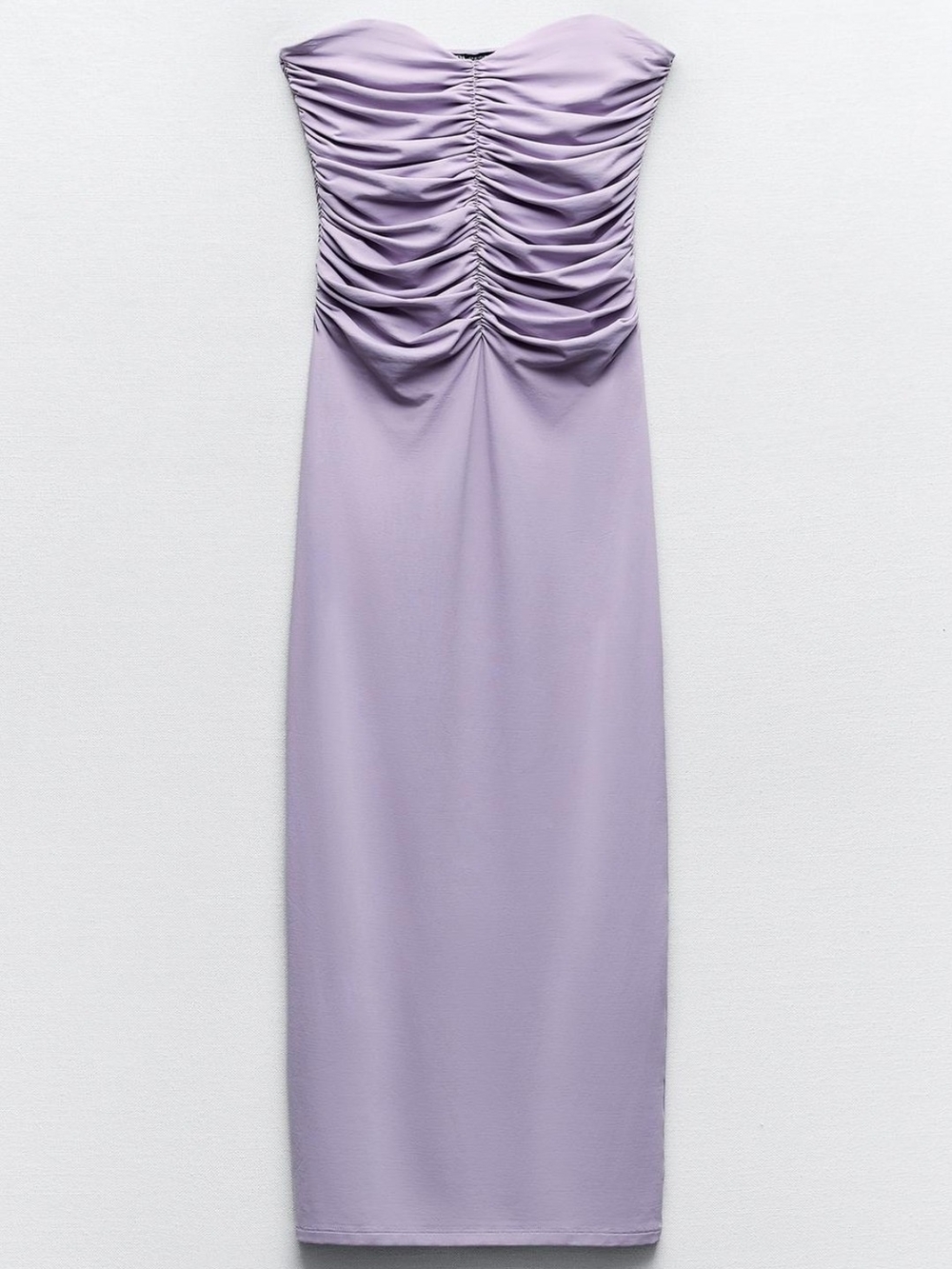 Strapless Ruched Midi Dress - Lavender